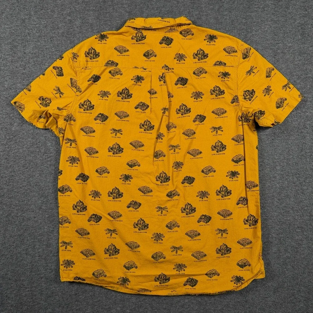 The North Face Shirt Mens Medium Yellow Baytrail Campfire Short Sleeve Button
